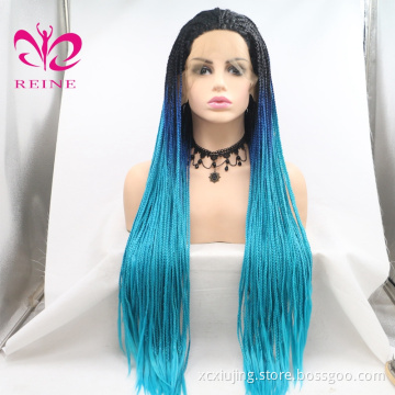 Glueless Afro Synthetic Fiber Braid Wig Ombre Long Hair Wigs For Black Women